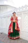 Vichitra Silk Paithani Lehenga Choli in Green