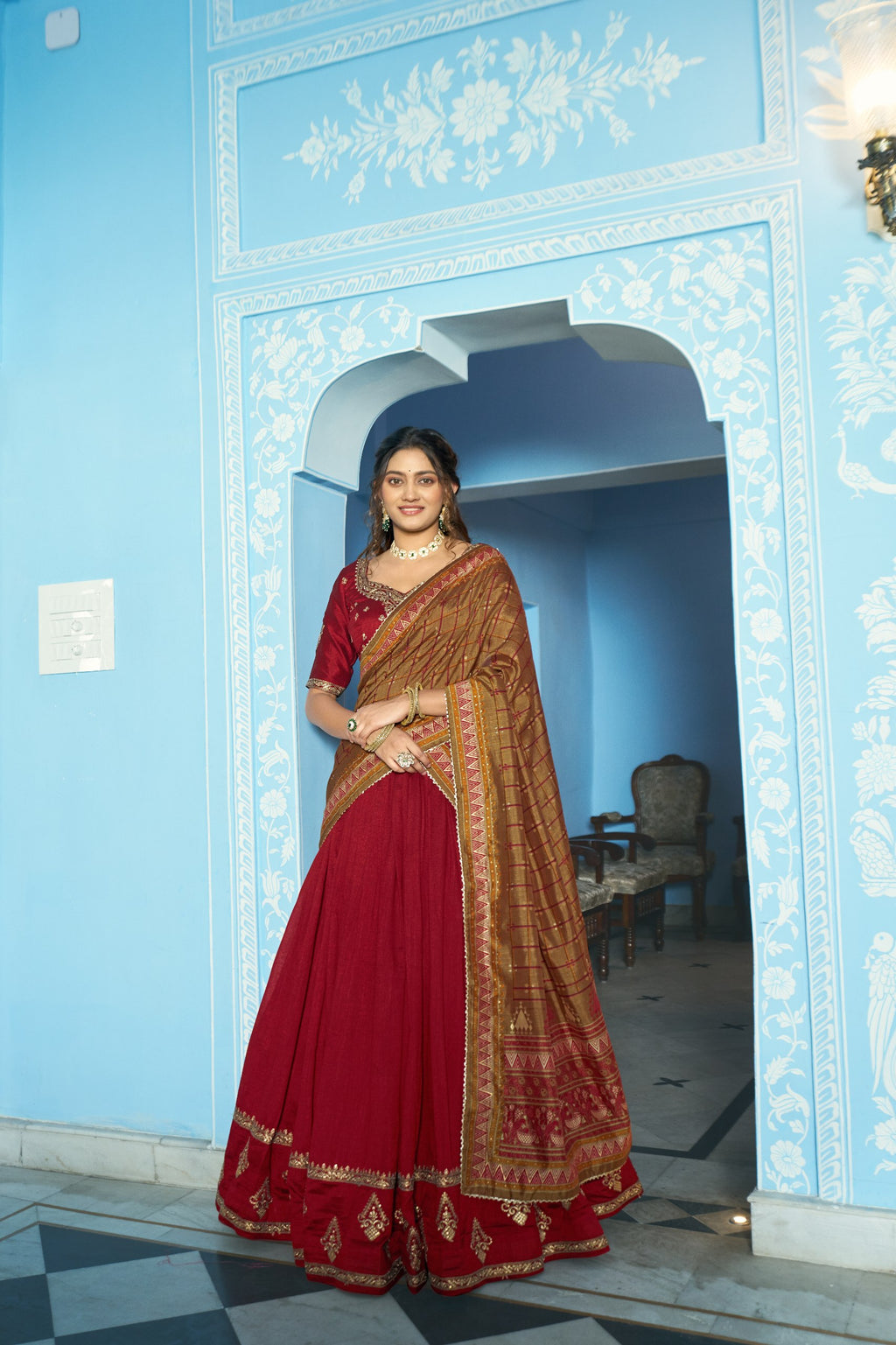 Vichitra Silk Sequins Embroidered Lehenga Choli
