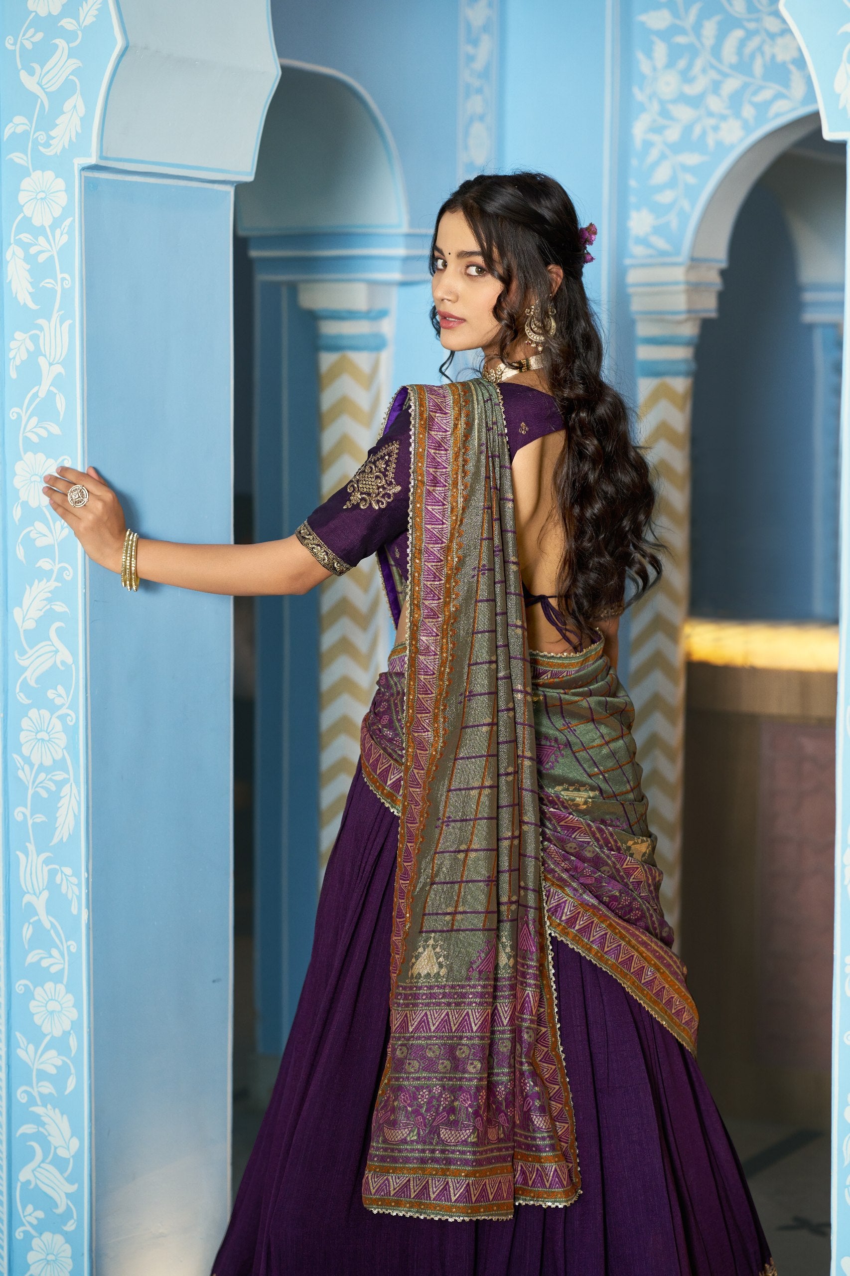 Vichitra Silk Sequins Embroidered Lehenga Choli