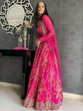 Pink Attractive Printed Georgette Silk Party Wear Lehenga Choli