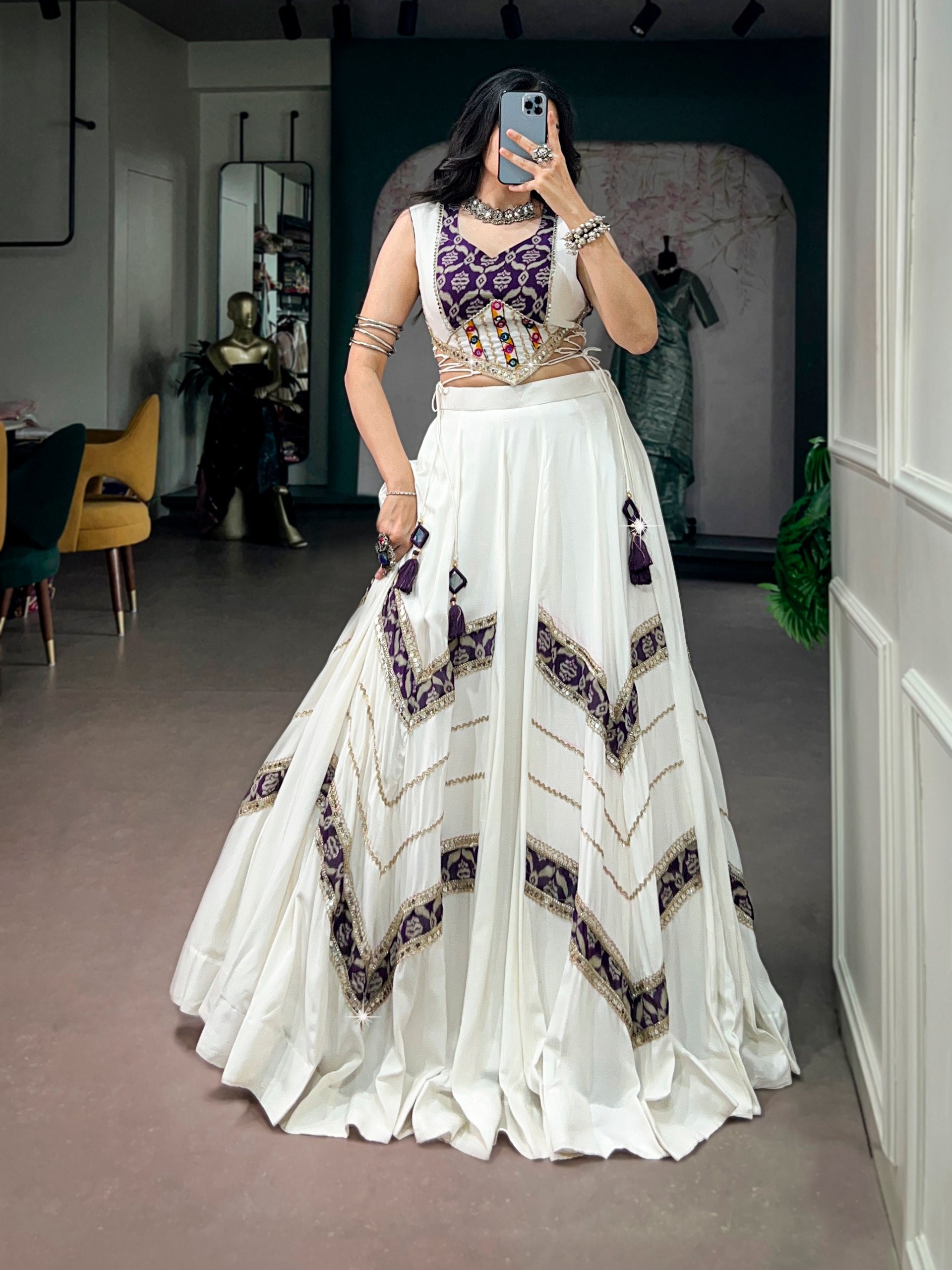White Moonlit Skies Rayon Lehenga Choli