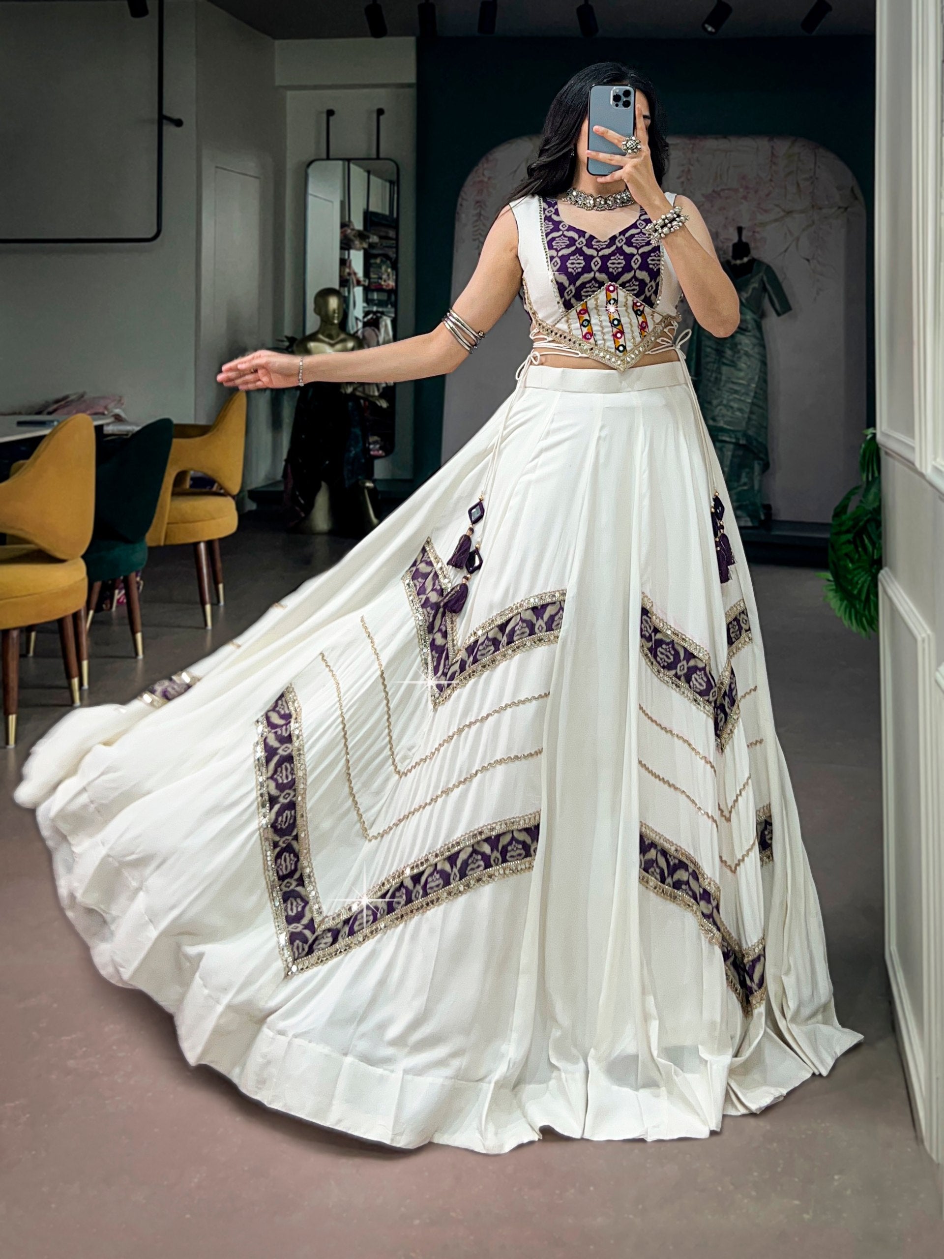 White Moonlit Skies Rayon Lehenga Choli