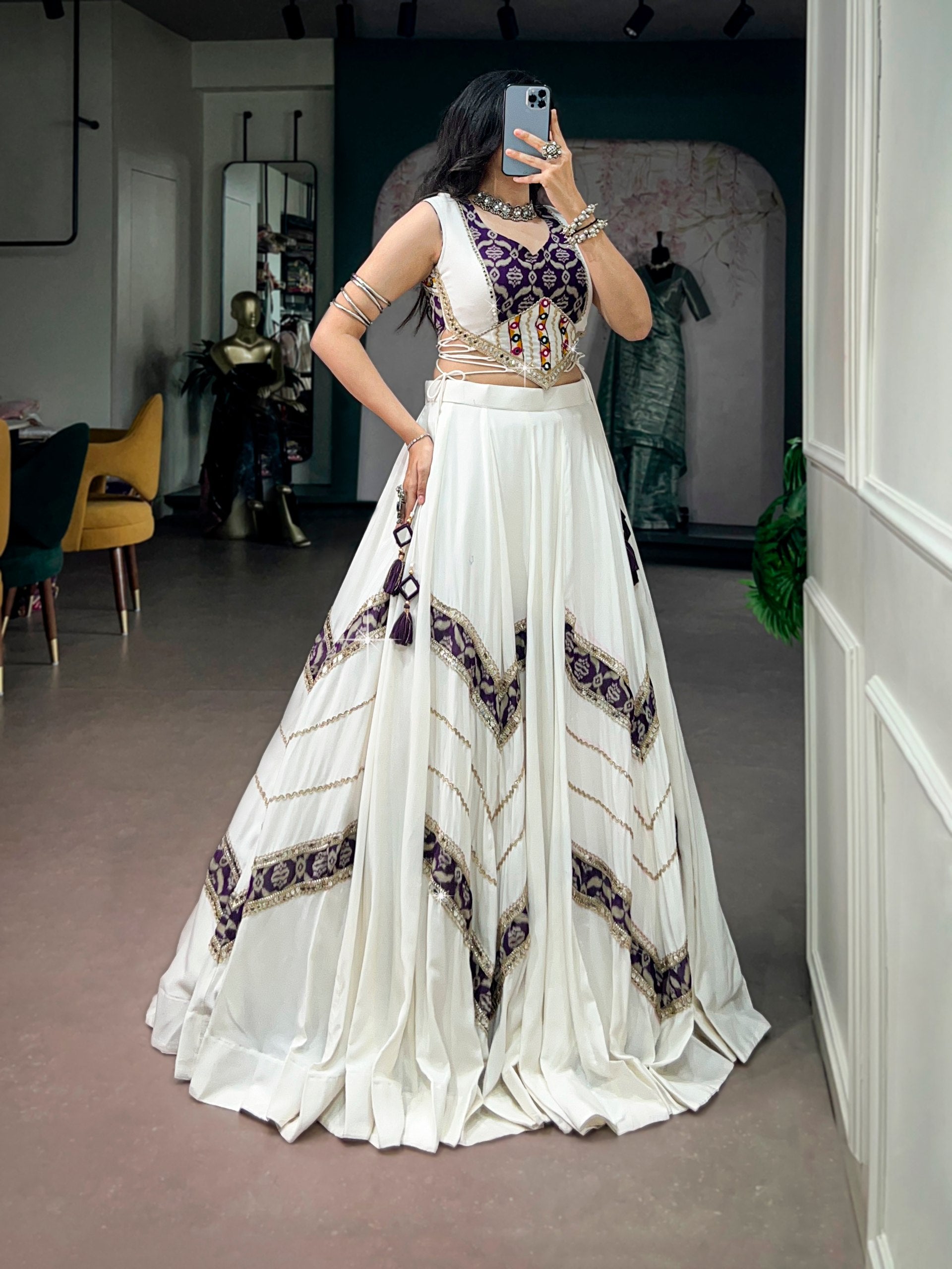 White Moonlit Skies Rayon Lehenga Choli