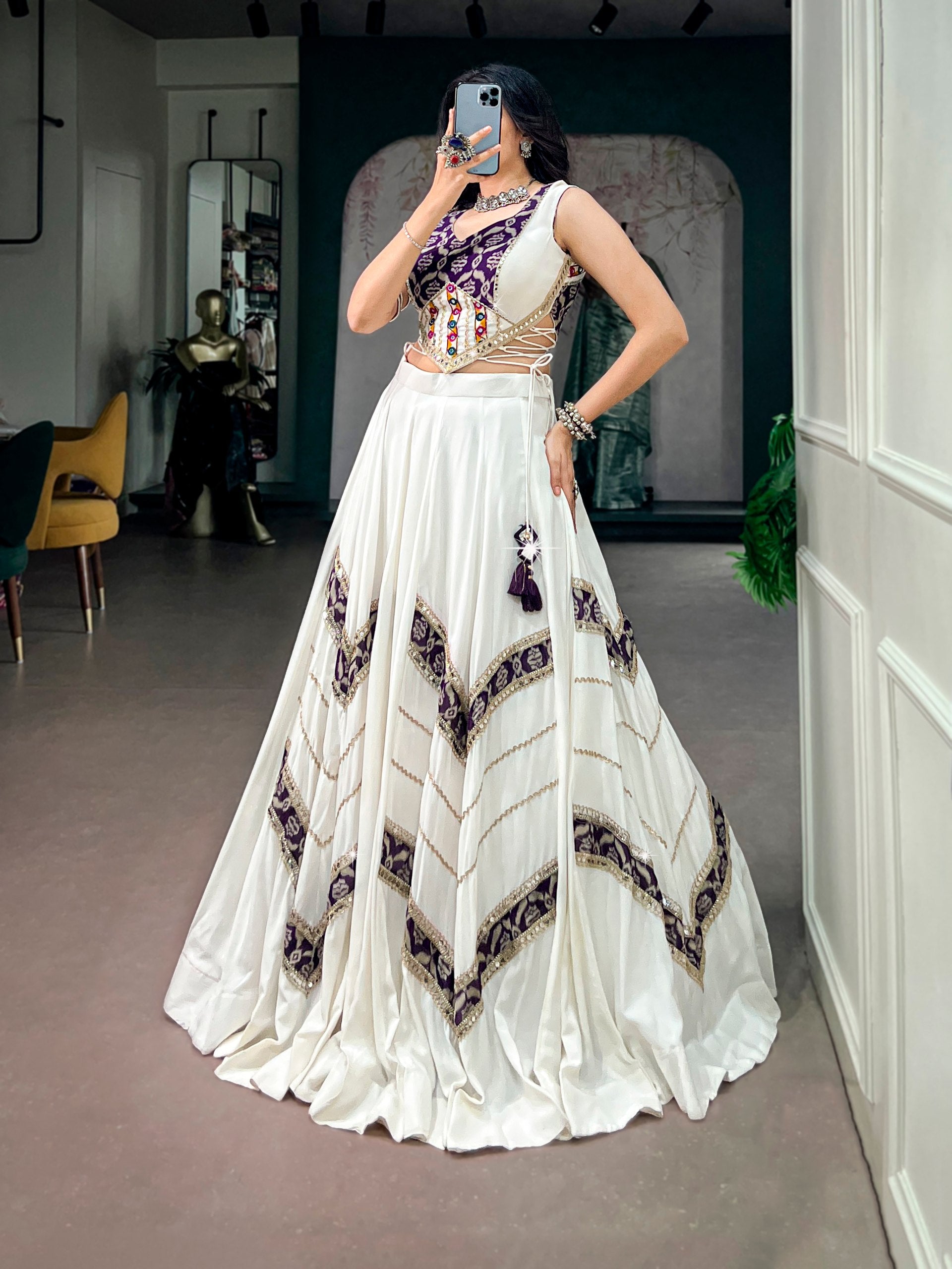 White Moonlit Skies Rayon Lehenga Choli