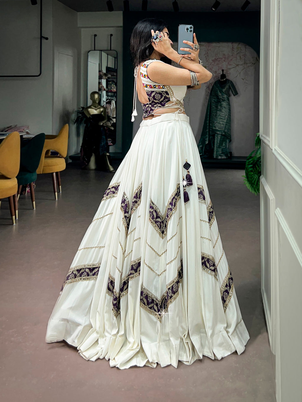 White Moonlit Skies Rayon Lehenga Choli