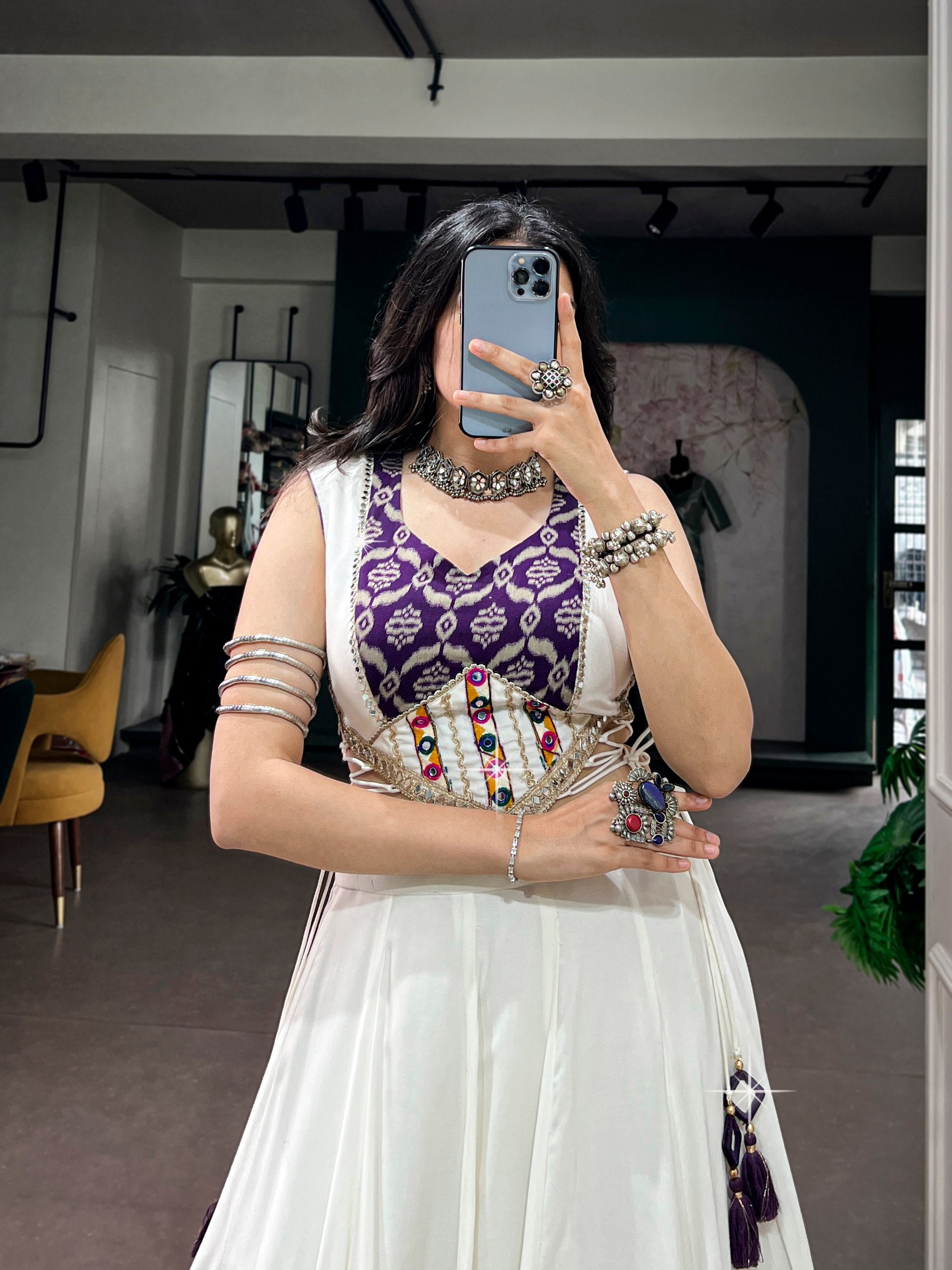 White Moonlit Skies Rayon Lehenga Choli