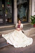 White Rayon Navratri Lehenga Choli with Mirror Work