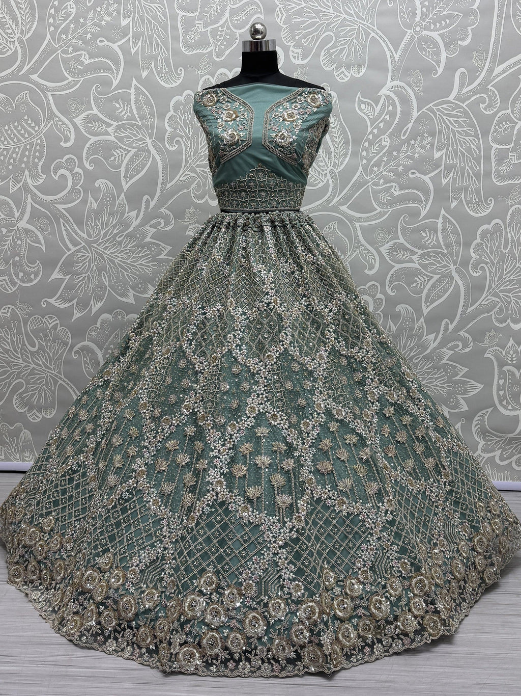 Blue Wonderful Zircon Work Net Bridesmaid Lehenga Choli With Dupatta