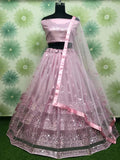 Wonderful Pink Sequins Net Party Wear Lehenga Choli With Dupatta