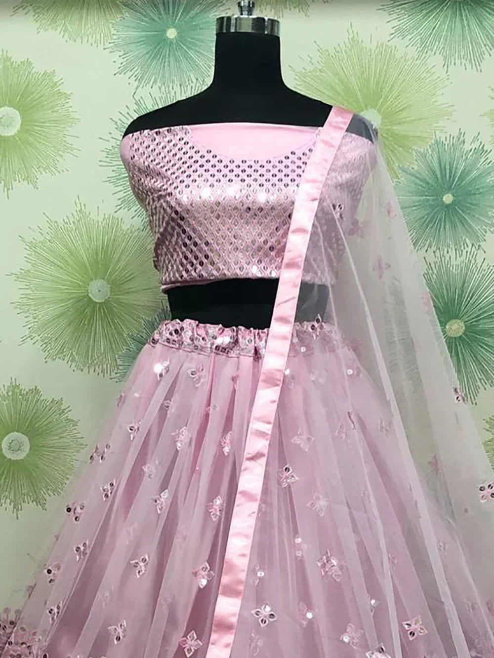 Wonderful Pink Sequins Net Party Wear Lehenga Choli With Dupatta