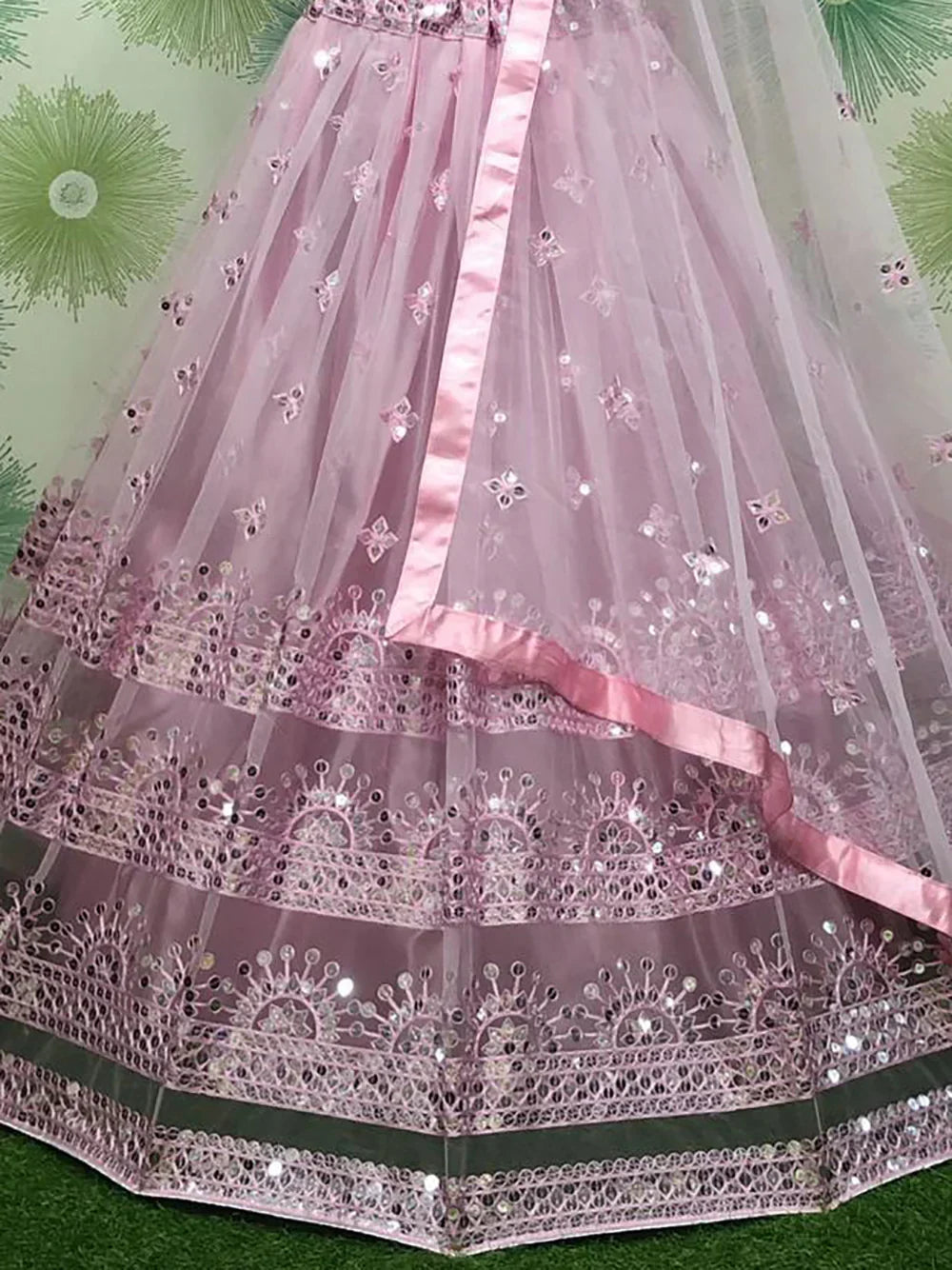 Wonderful Pink Sequins Net Party Wear Lehenga Choli With Dupatta
