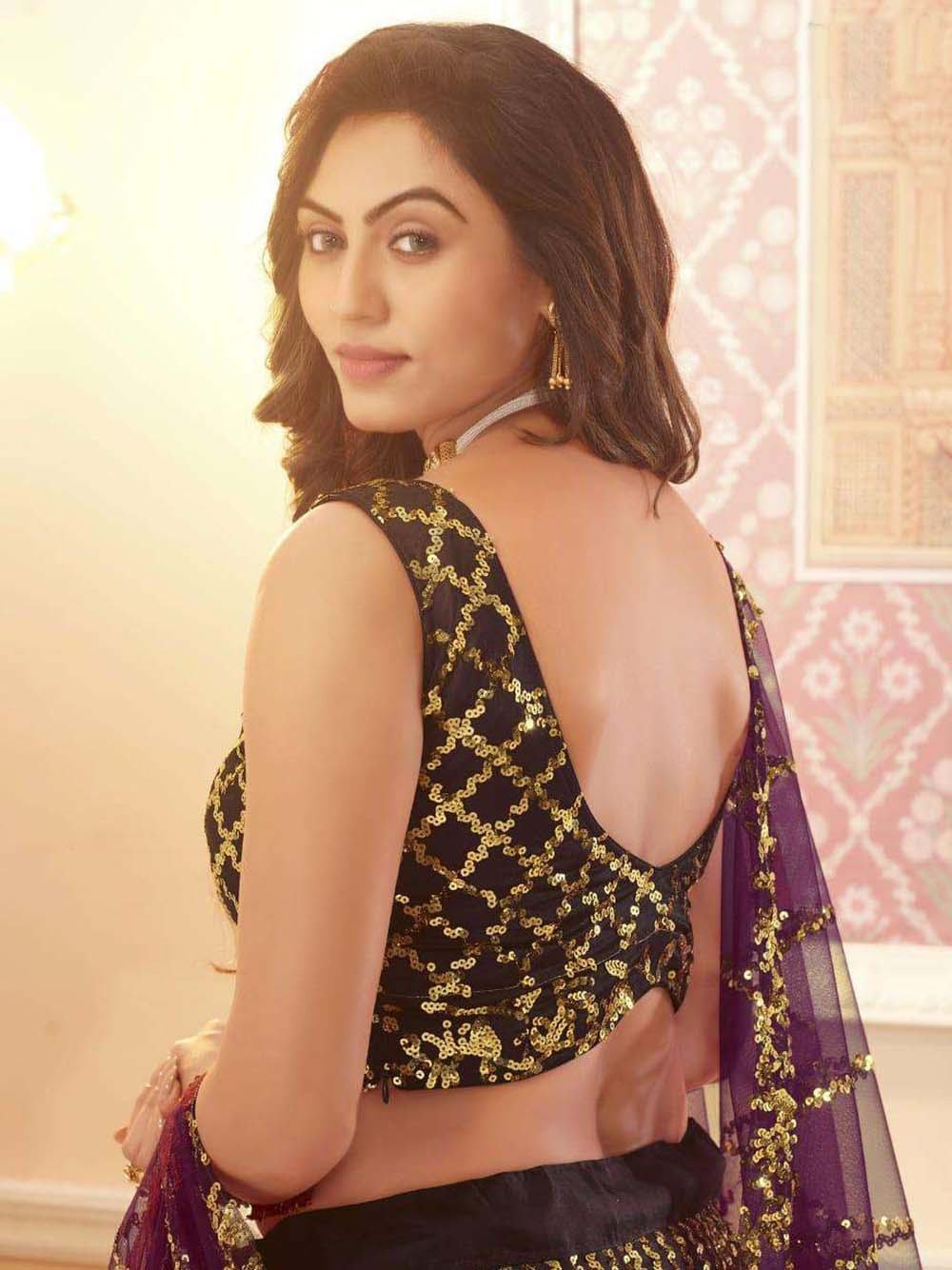 Wine Beautiful Sequins Silk Wedding Lehenga Choli With Dupatta