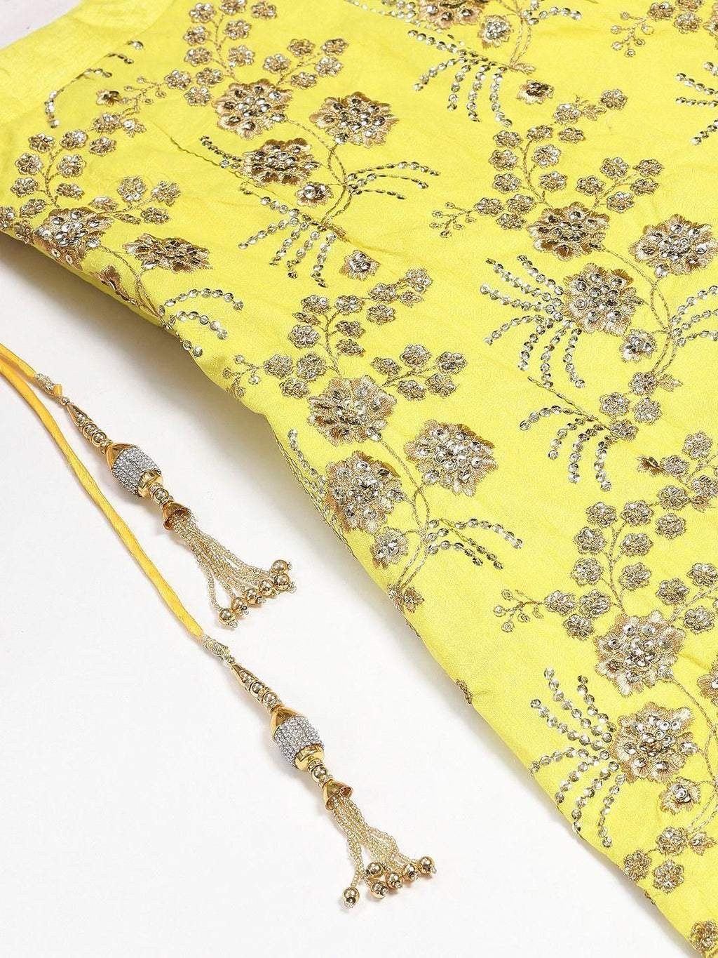 Yellow & Toned Embroidered Semi-Stitched Myntra Party Wear Lehenga & Unstitched Blouse with Dupatta