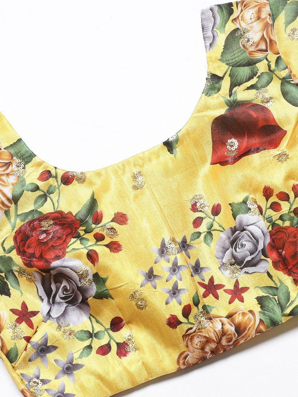 Yellow & Printed Semi-Stitched Myntra Lehenga & Unstitched Blouse with Dupatta