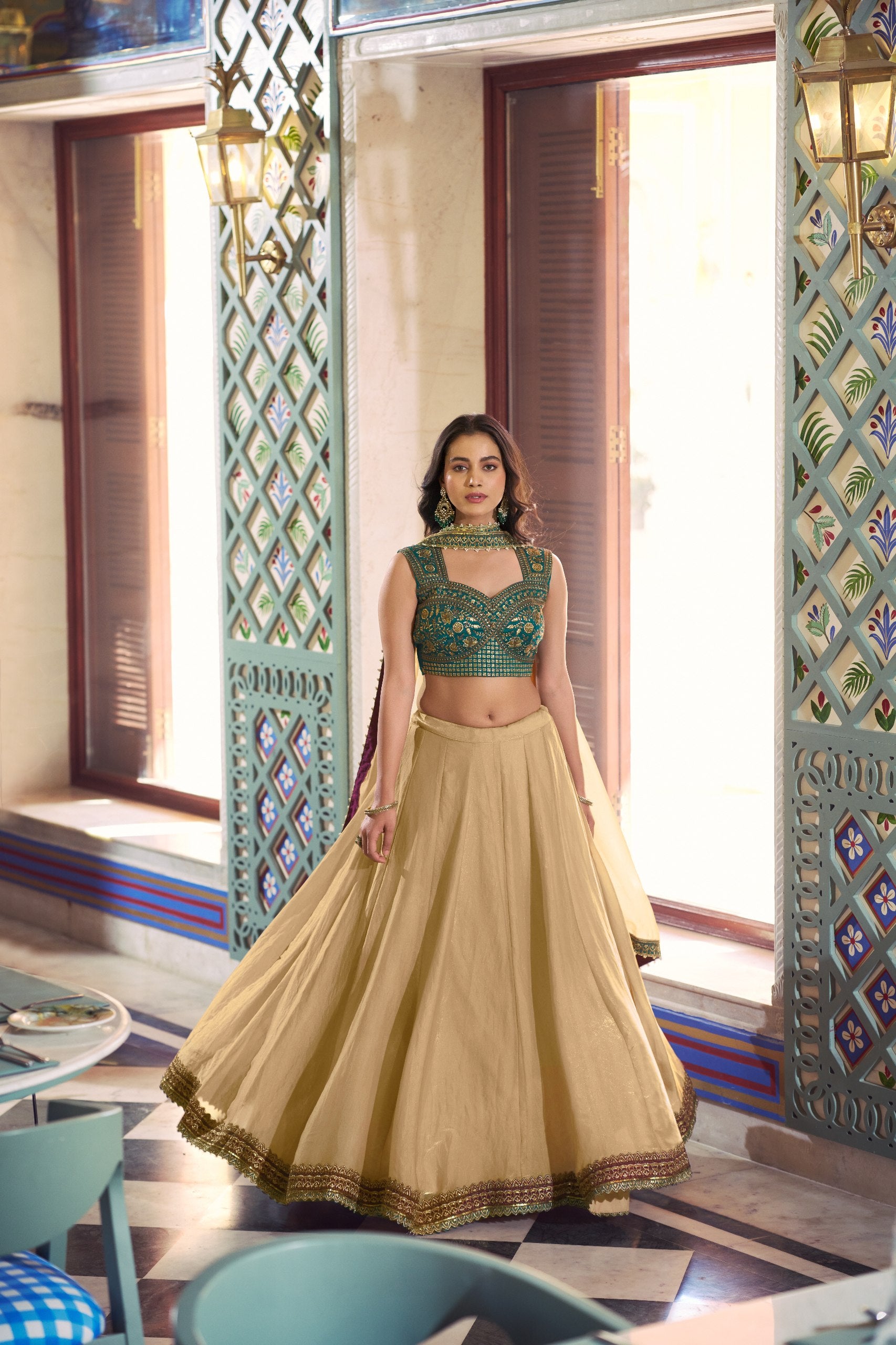 Zariya Muse Fendi Silk Lehenga Choli