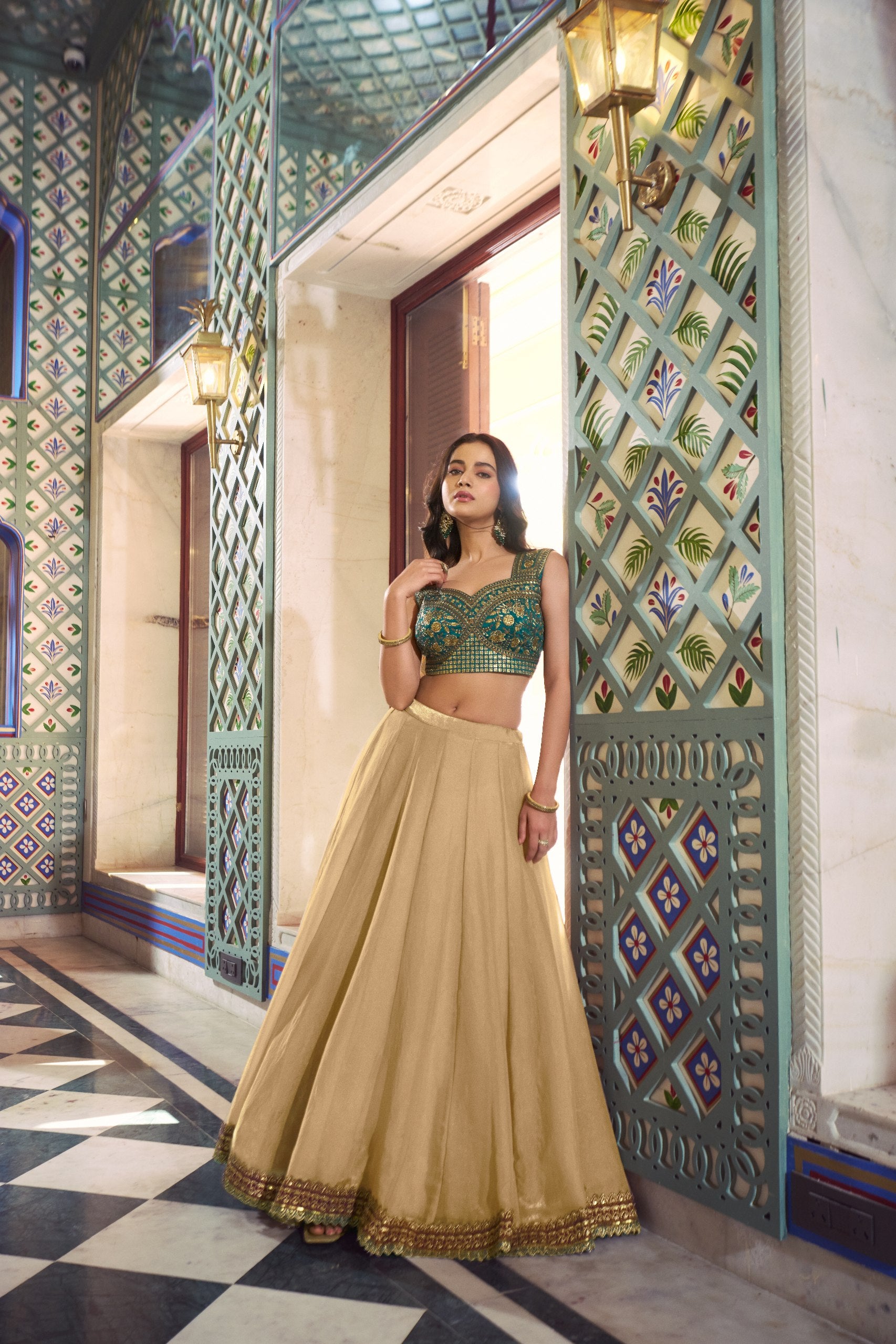 Zariya Muse Fendi Silk Lehenga Choli