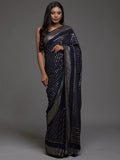 Navy Adorable Sequins Georgette Party Wear Saree With Blouse