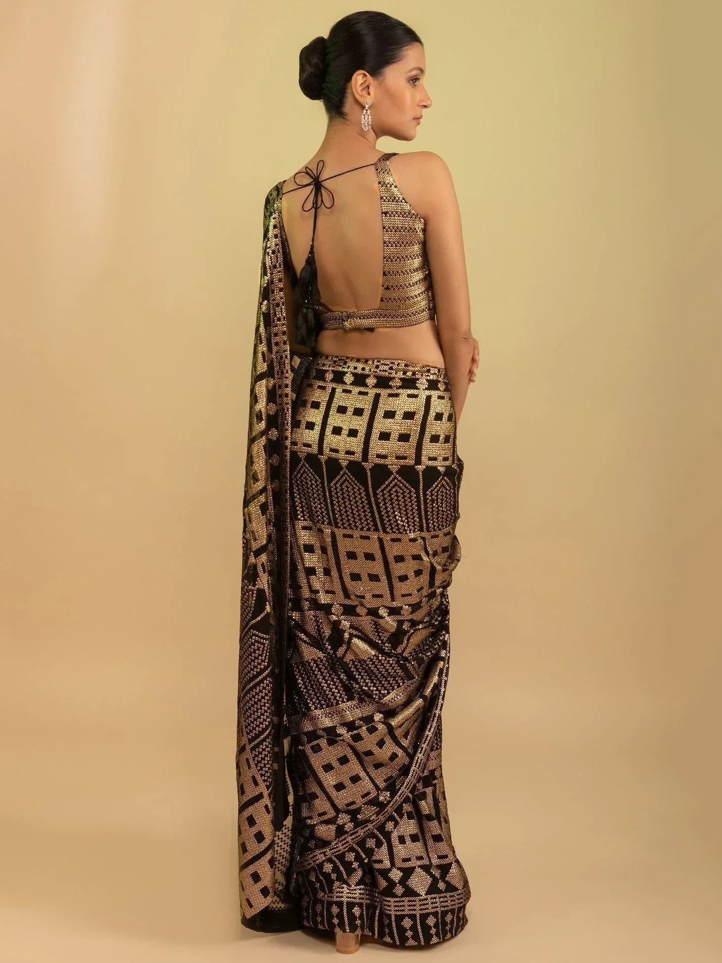 Black Enchanting Sequins Georgette Event Wear Saree With Blouse