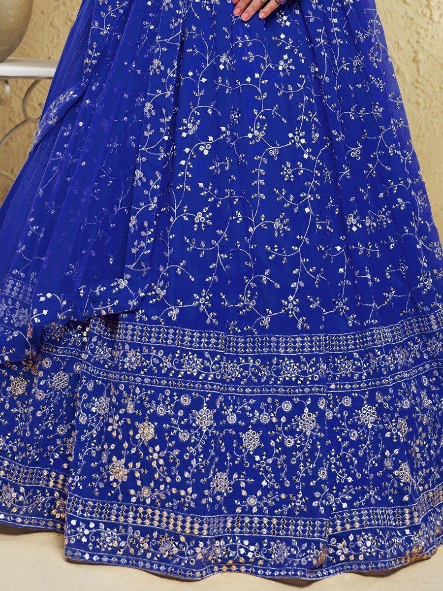 Blue Wonderful Embroidered Georgette Designer Lehenga Choli