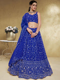 Blue Wonderful Embroidered Georgette Designer Lehenga Choli