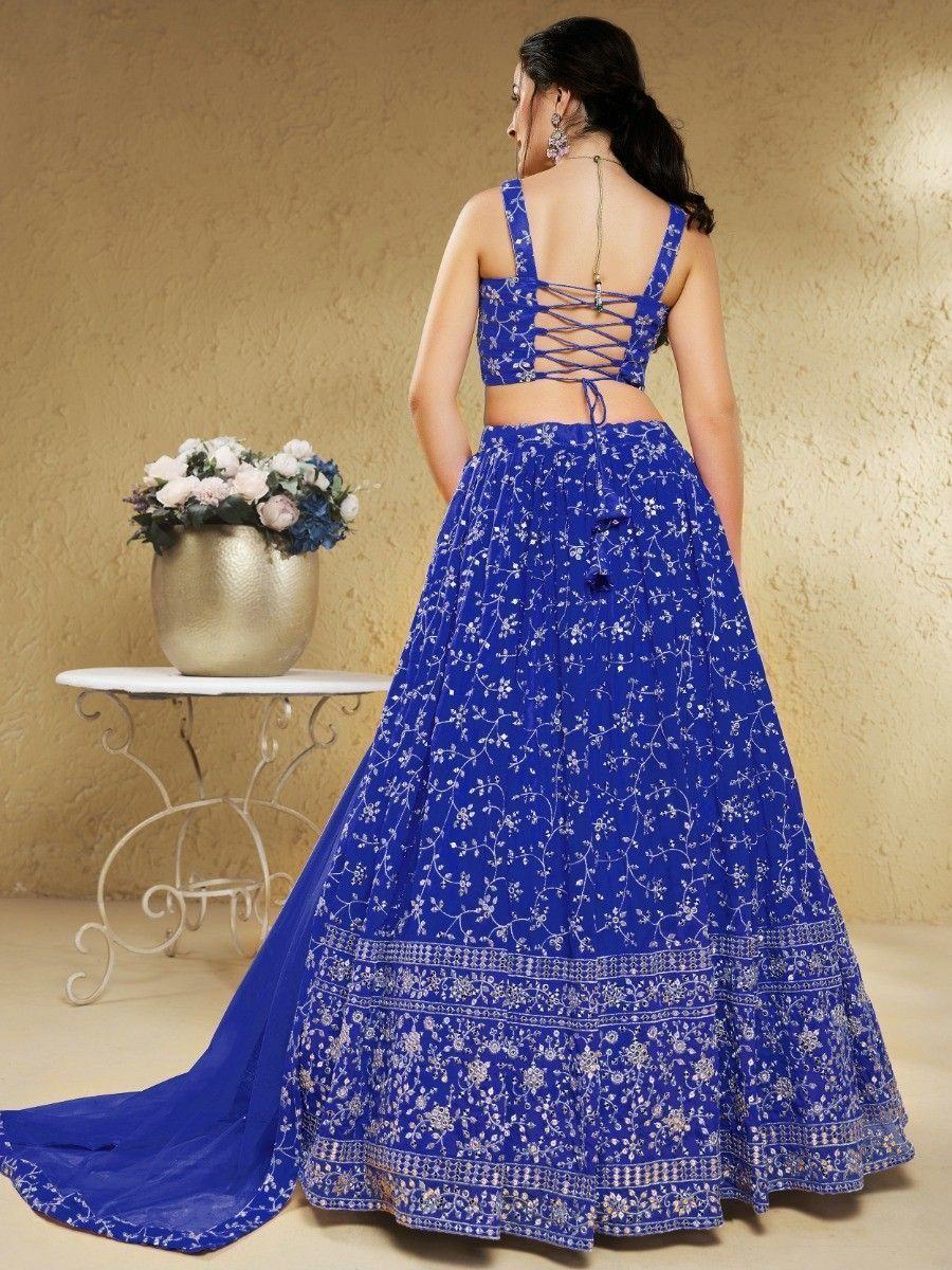 Blue Wonderful Embroidered Georgette Designer Lehenga Choli