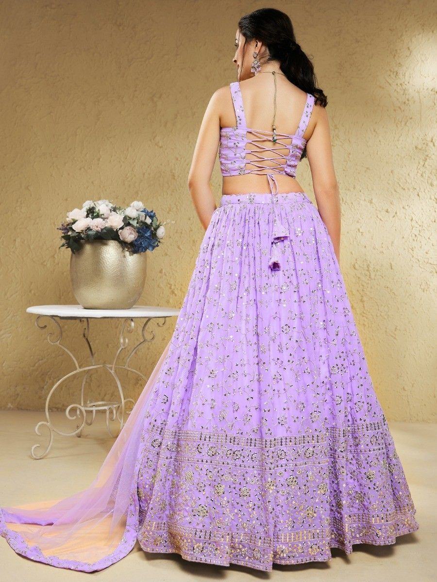 Lavender Wonderful Embroidered Georgette Designer Lehenga Choli