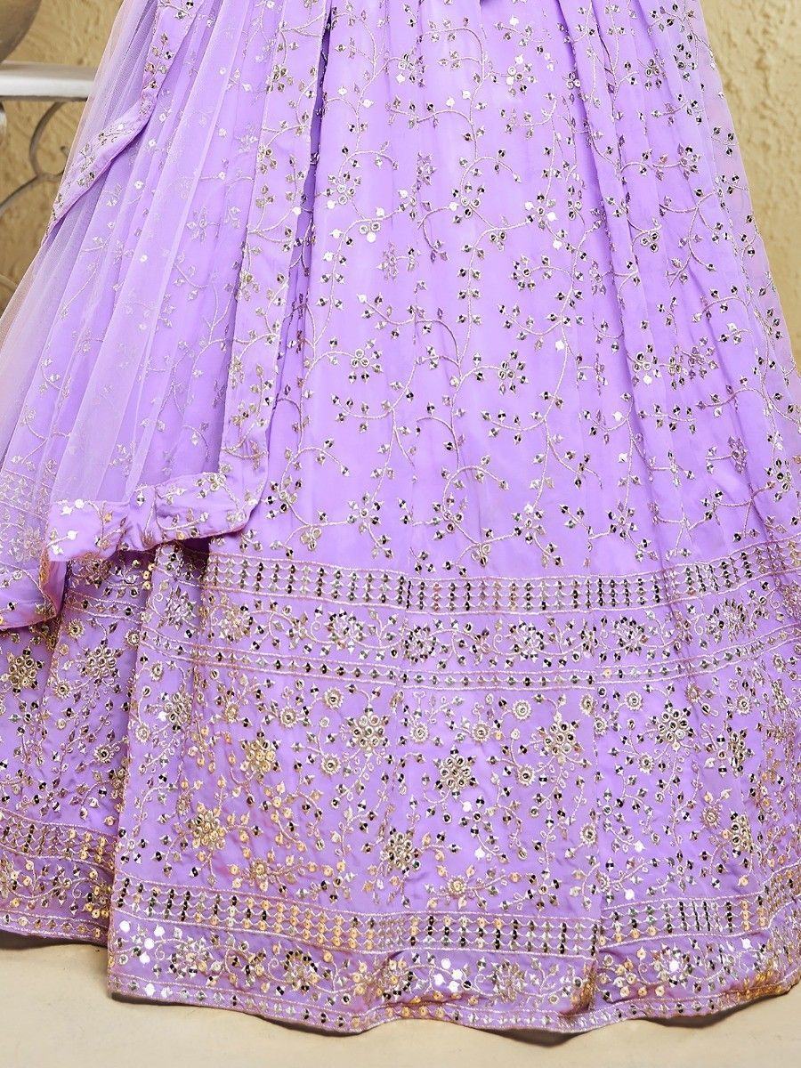 Lavender Wonderful Embroidered Georgette Designer Lehenga Choli