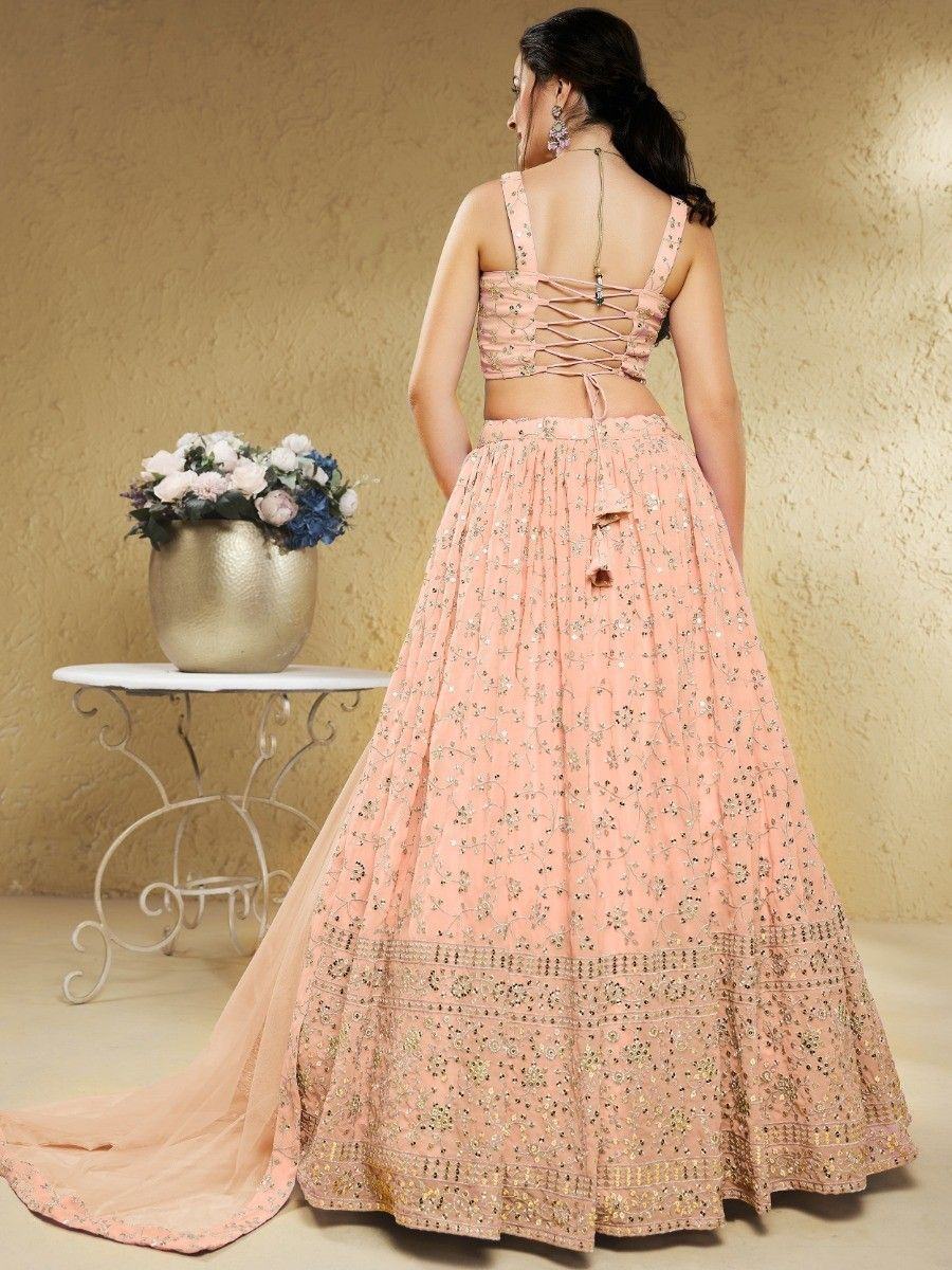 Light Pink Wonderful Embroidered Georgette Designer Lehenga Choli