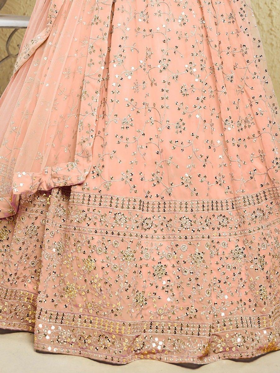 Light Pink Wonderful Embroidered Georgette Designer Lehenga Choli