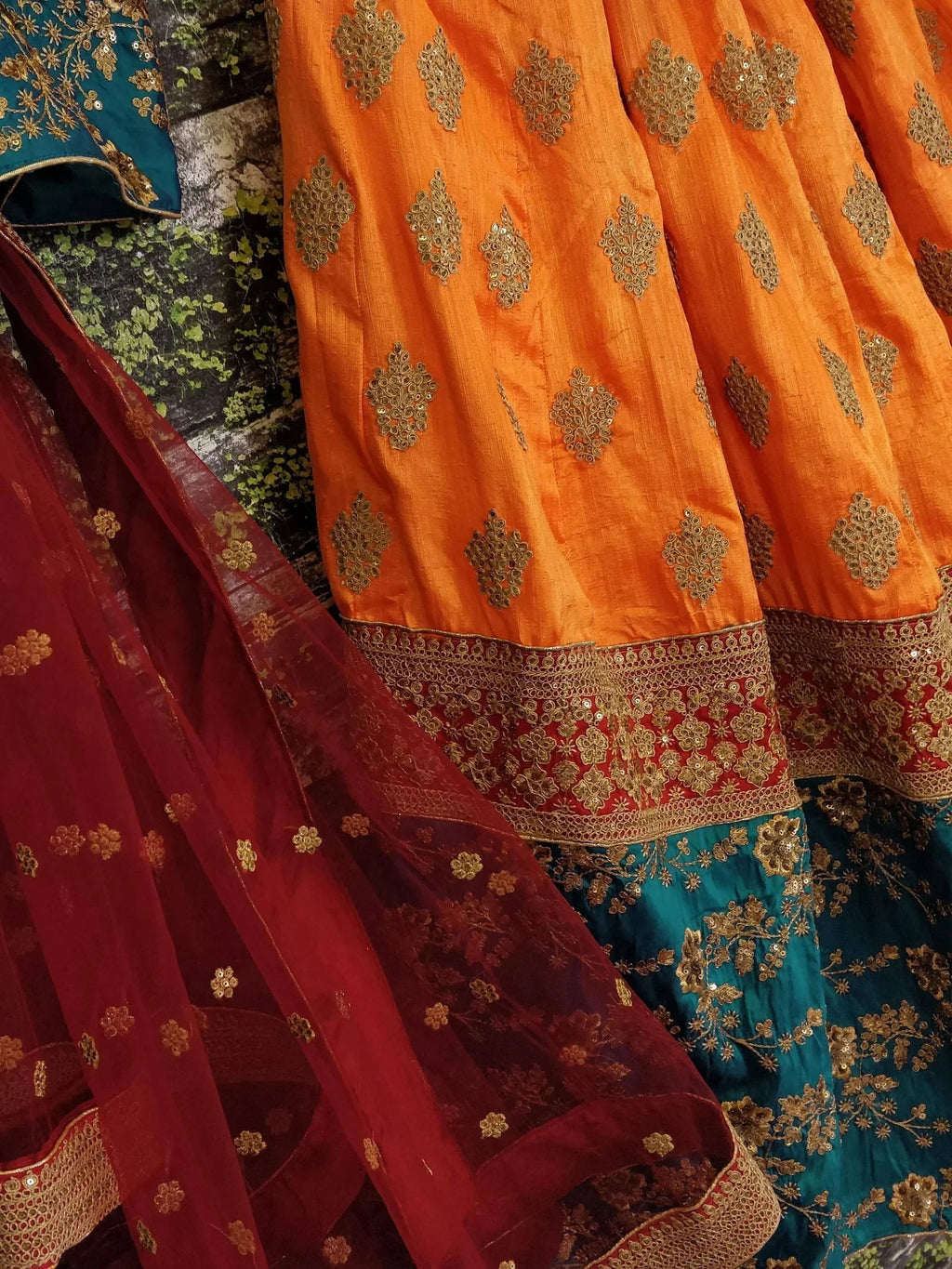 Sabyasachi Teal Green-Yellow Bridal Lehenga Choli With Dupatta