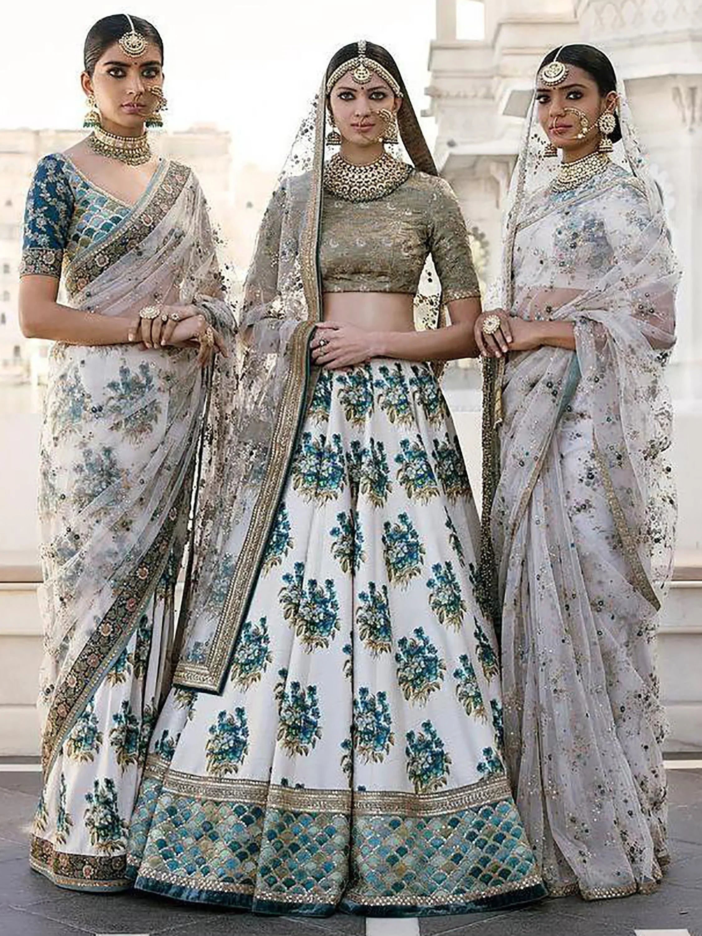 Off White & Taupe Embroidered Semi-Stitched Myntra Lehenga & Unstitched Blouse with Dupatta