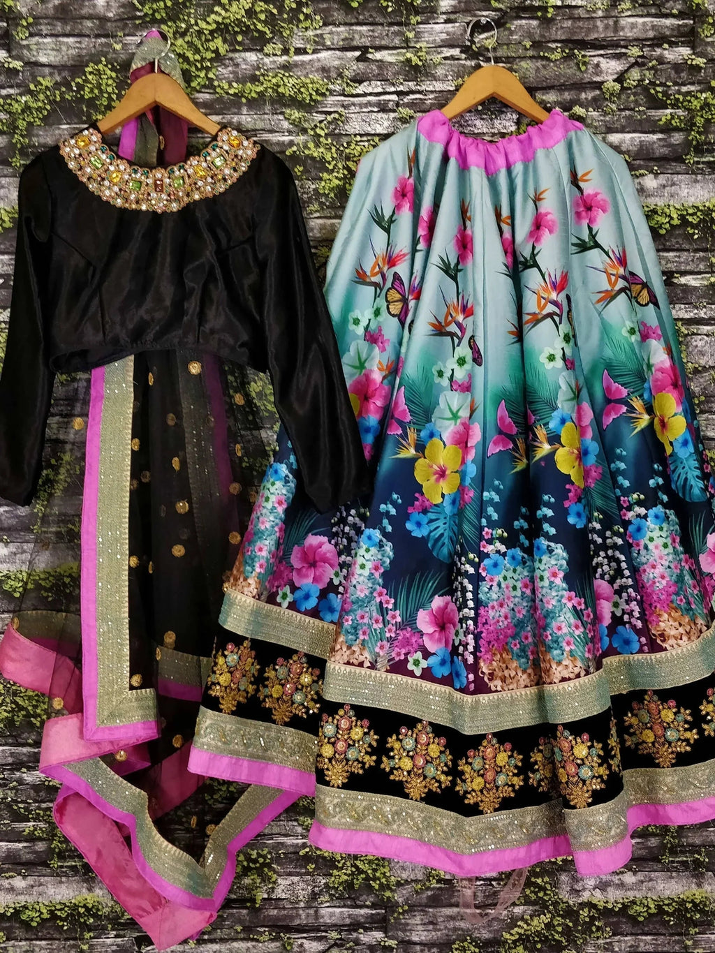 Olive & Solid Semi-Stitched Myntra Lehenga & Unstitched Blouse with Dupatta