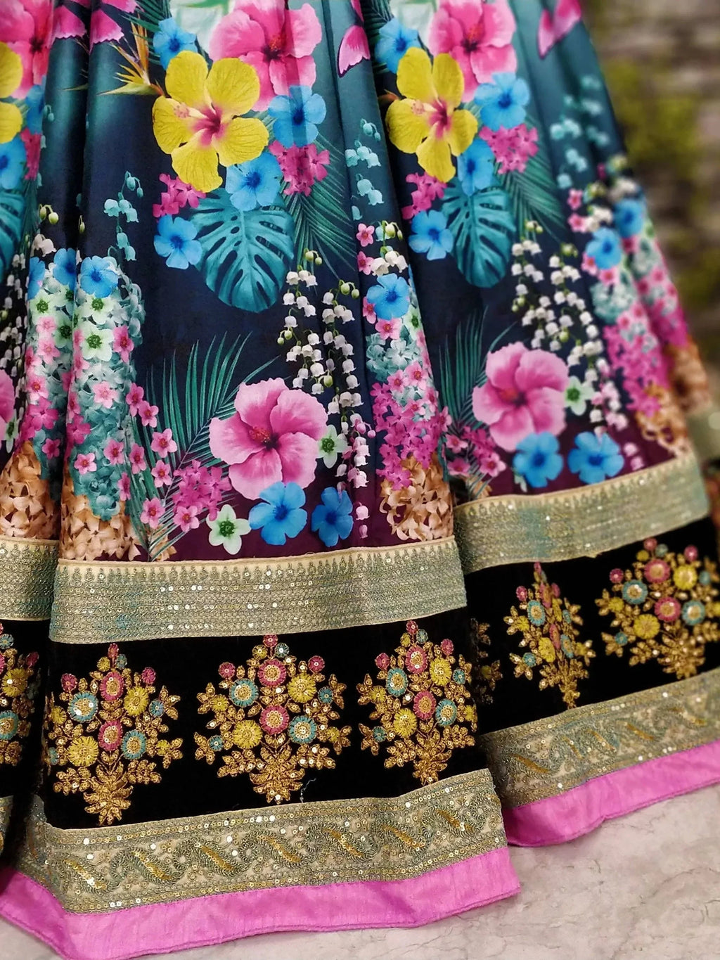 Olive & Solid Semi-Stitched Myntra Lehenga & Unstitched Blouse with Dupatta