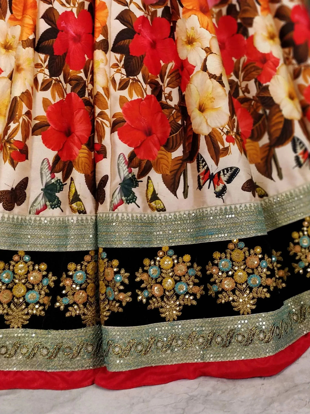 Multi Sharma Color Floral Printed Silk Wedding Lehenga Choli