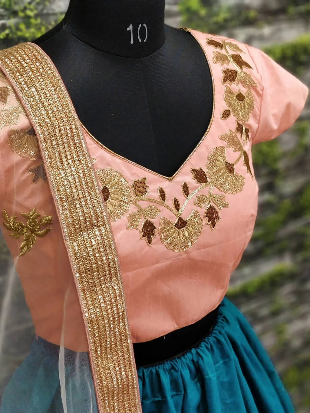 Teal & Coloured Embroidered Semi-Stitched Myntra Lehenga & Unstitched Blouse with Dupatta