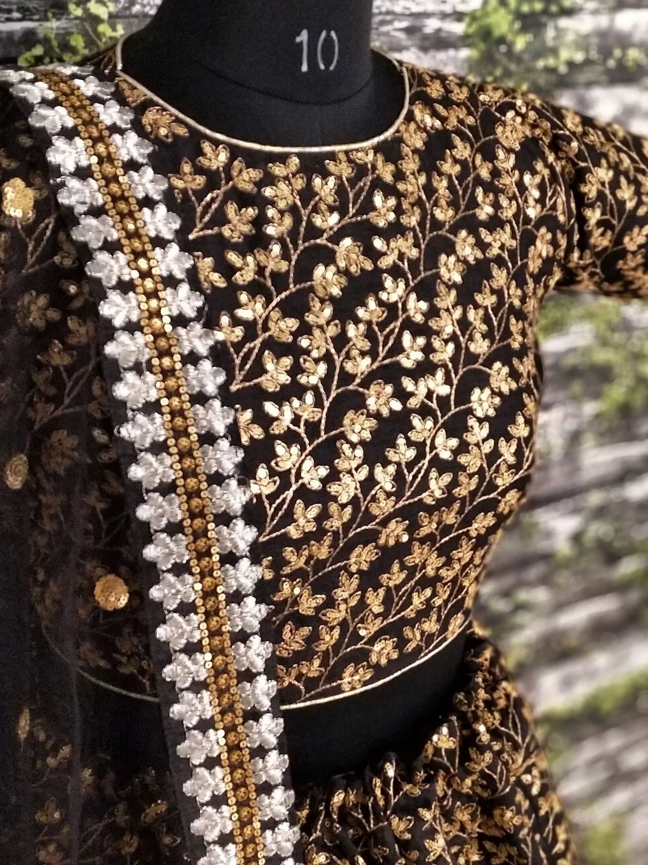 Black & Golden Semi-Stitched Myntra Bridal Lehenga & Unstitched Blouse with Dupatta