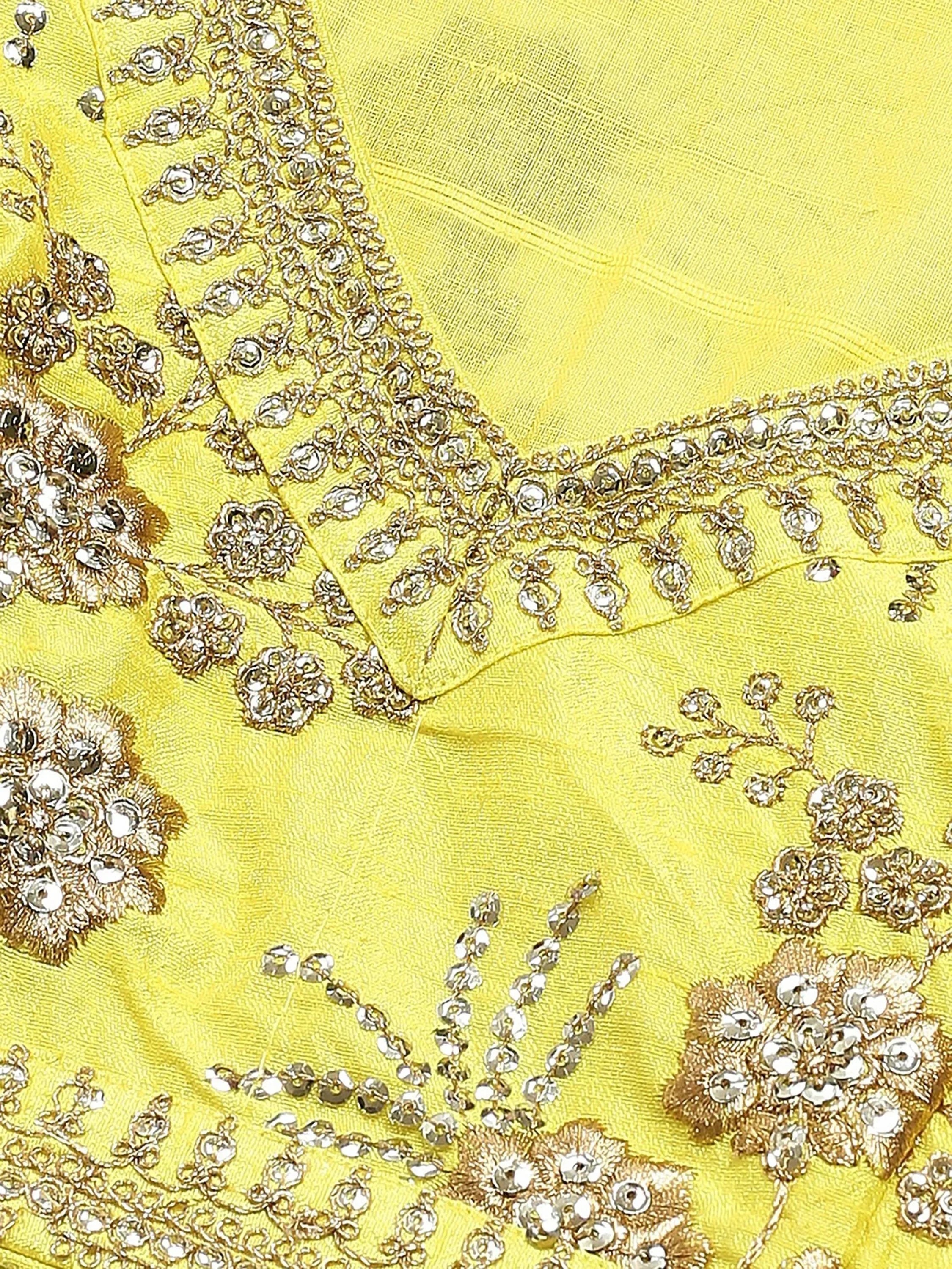 Neon & Toned Embroidered Semi-Stitched Myntra Party Wear Lehenga & Unstitched Blouse with Dupatta