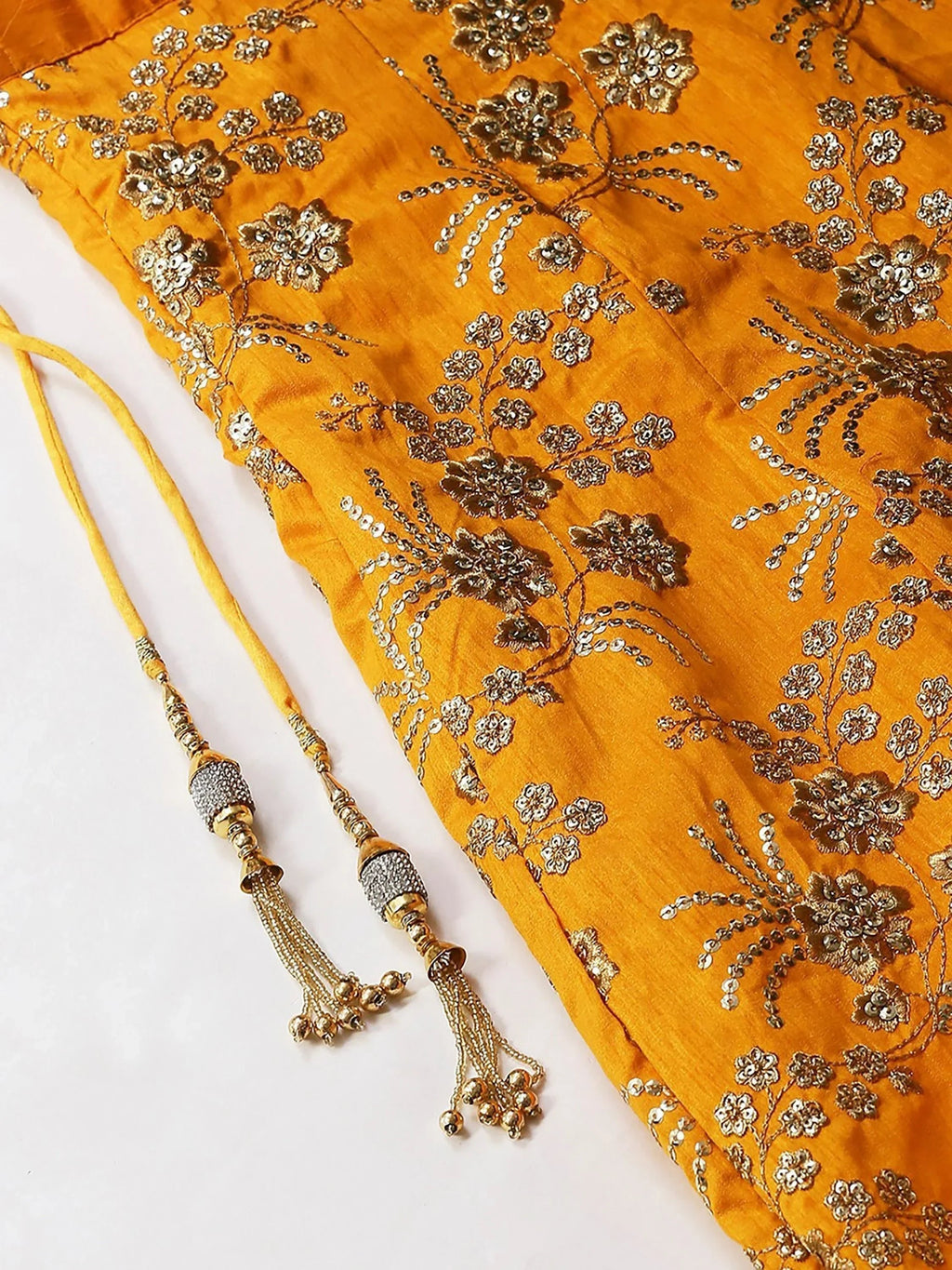 Yellow Embroidery Thai Silk Bridal Lehenga Choli