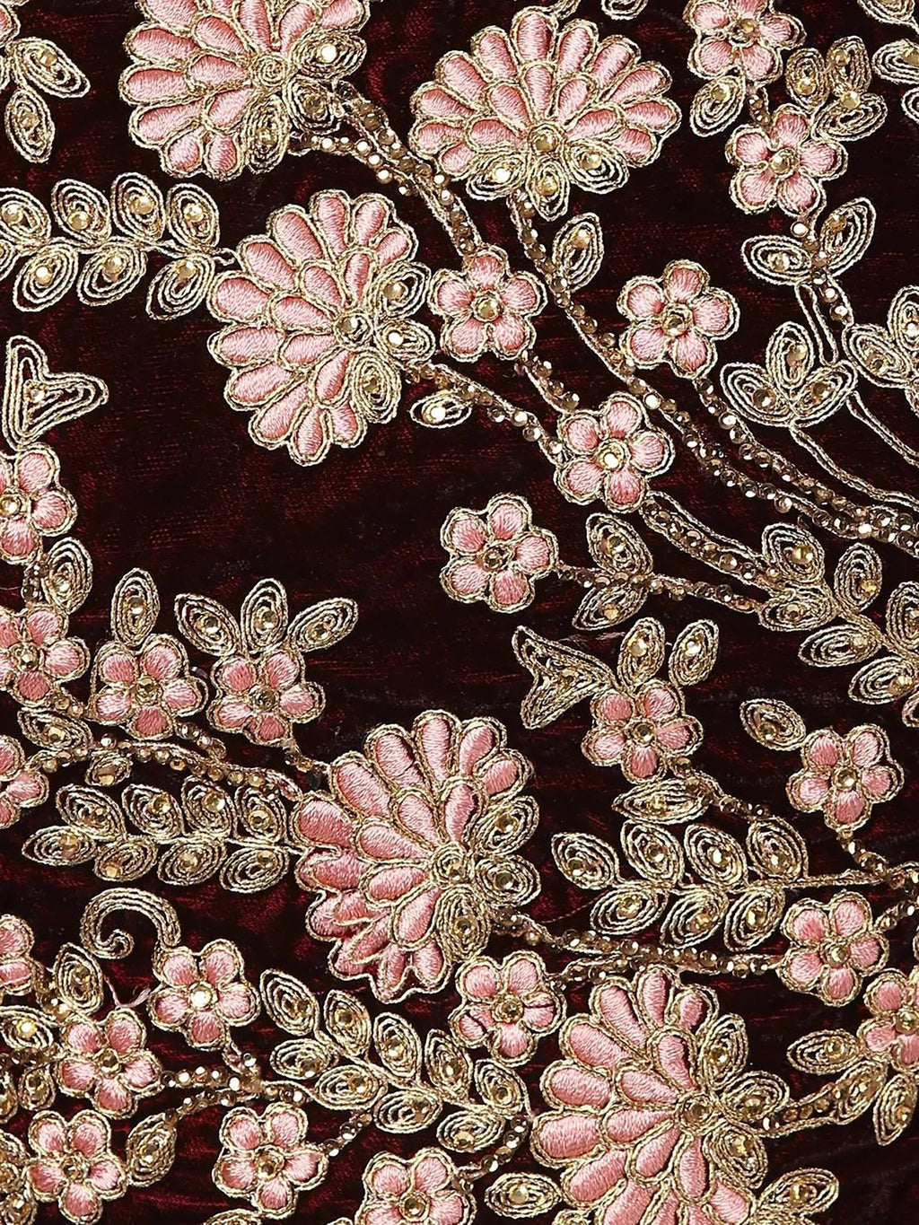 Maroon Embroidered Pure Velvet Bridal Wedding Lehenga Choli for Women