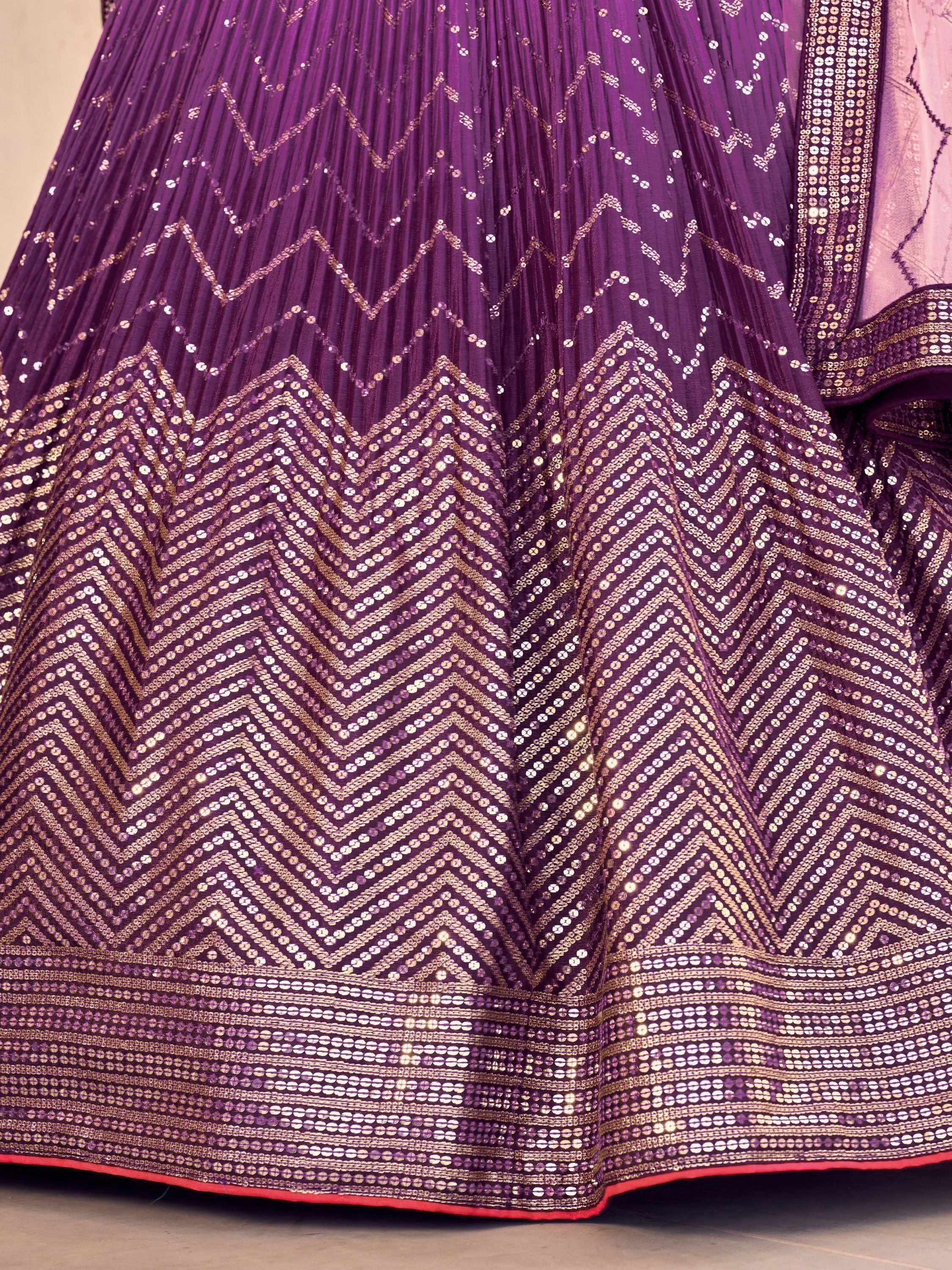 Amazing Purple Sequins Chinon Function Wear Lehenga Choli
